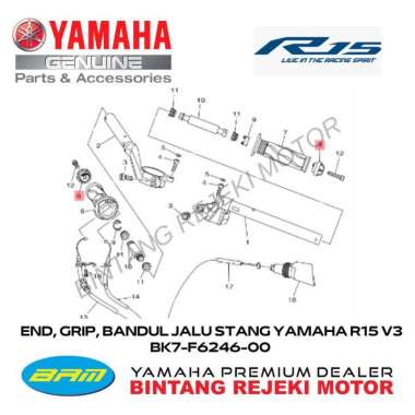 END, GRIP, BANDUL JALU STANG YAMAHA R15 V3 BK7-F6246-00