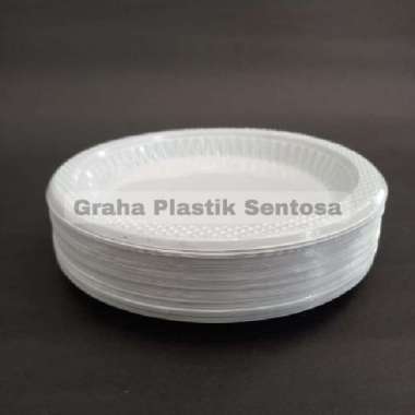Piring Plastik Putih Makanan Sekali Pakai Acara Pesta Ukuran P6,P7,P9 Uk. P7