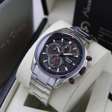 JAM TANGAN PRIA ALEXANDRE CHRISTIE AC 6662 / AC6662 RANTAI ORIGINAL SILVER BLACK