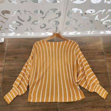 Atasan Rajut - Batwing Line - Atasan Batwing Motif Blaster - Baju Raju mustard