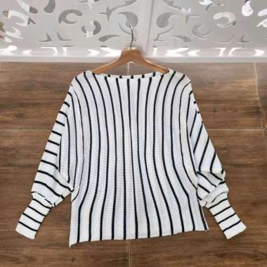 Atasan Rajut - Batwing Line - Atasan Batwing Motif Blaster - Baju Raju putih