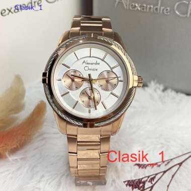 Original 100%!! Alexandre Christie Wanita AC 2843 / AC2843 Rosegold White Garansi Resmi 1 tahun