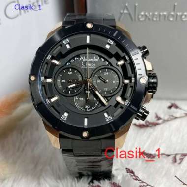 Original 100%!! Jam Alexandre Christie Pria AC 6529 AC6529 Black Rosegold Garansi Resmi 1 Tahun