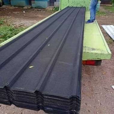 Seng Spandek Spandeck Gelombang Besar Lebar 75 cm Tebal 0.3 mm Hitam - 6 Meter 4 Meter