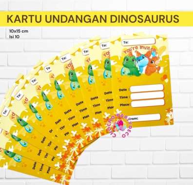 Kartu Undangan Ulang Tahun DINOSAURUS Isi 30 / Kartu Undangan Ultah Anak Dino Tyrex BSR Dinosaurus