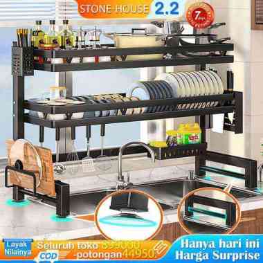 Rak Piring Wastafel Stainless steel 2layer105CM