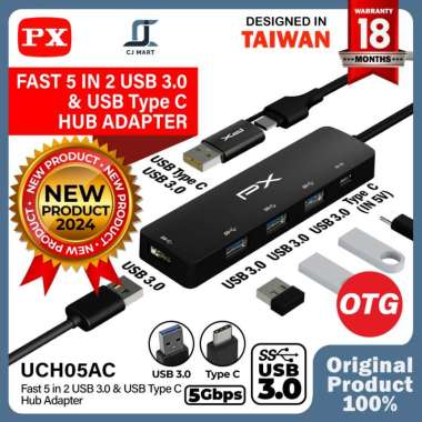 USB Type C Hub Converter USB 3.0 OTG Type C 5 in 2 PX UCH05AC