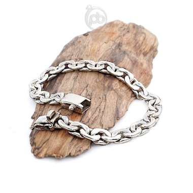 Gelang Rantai Pria Cuban Perak Bali Asli Silver 925 Cubonico 19 CM