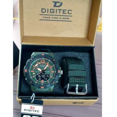Jam Tangan Pria Digitec 2130 Paket Tali Kanvas Original hitam orange