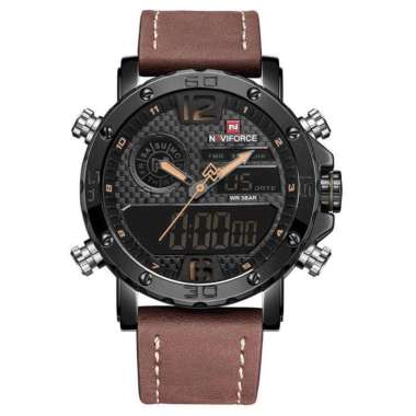 Jam Tangan Pria Naviforce 9134 Double Time Original NF 9134 Coklat