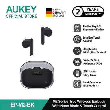 AUKEY TWS Bluetooth 5.3 True Wireless Earbuds IPX4 Water Proof EP-M2 Black