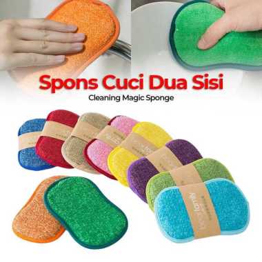 BEAR FAMILY Spons Cuci Dua Sisi Cleaning Magic Sponge