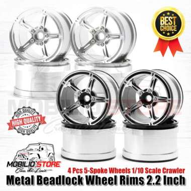 Velg Metal Beadlock Wheel Rims 2.2 Inch 5-Spoke RC 1/10 Scale Crawler Multivariasi Multicolor