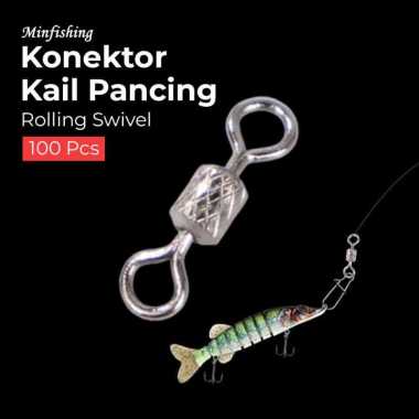 Minfishing Konektor Kail Pancing Rolling Swivel Fishing 100PCS