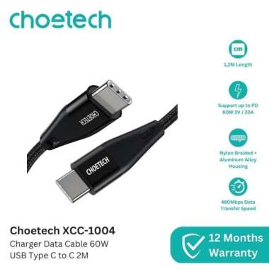 Choetech XCC-1003 Kabel Charger 60W 3A PD USB Type C to C 1,2M & 2M XCC-1004 2M