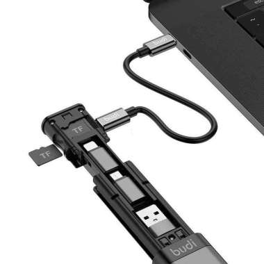 BUDI Cable Stick 9 in 1 Multifunctional USB TF SIM Card Reader Storage DC516B Kartu Terminal Panjang