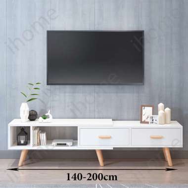 RM Lemari Tv Lemari Tv Minimalis Modern Bupet 2Laci-Putih (140-200