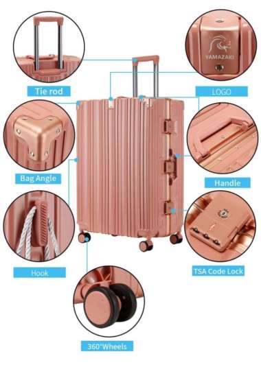 Koper size cabin 20-22 inch yamazaki POLYCARBONITE anti pecah suitcase - fanta pink, 20 inch cabin 2