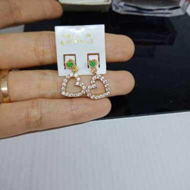 Anting Tindik Love Lapis Emas Anting Wanita Anting Ready Anting Cantik Anting Anting /Anting Giwang