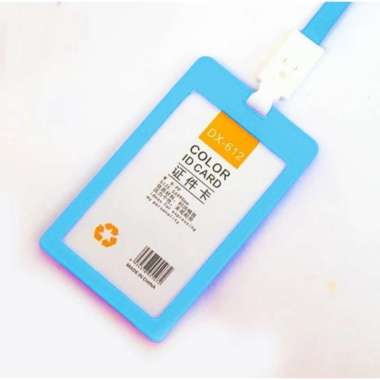 Name Tag ID CARD Holder Nilon + Tali Lanyard Nametag Id Card Biru Muda