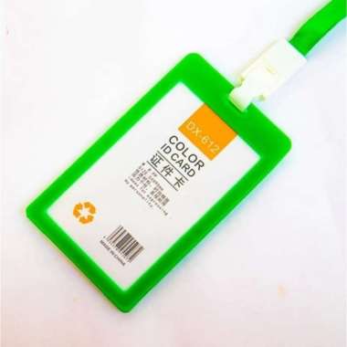 Name Tag ID CARD Holder Nilon + Tali Lanyard Nametag Id Card hijau