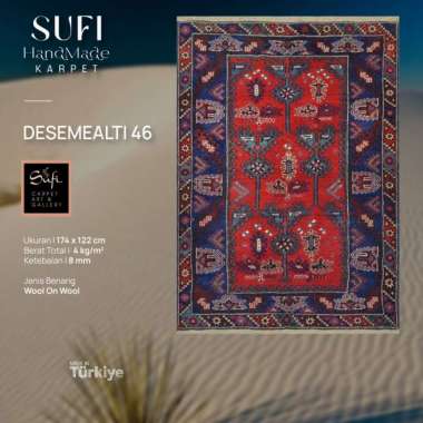 Karpet Handmade Made in Turki Desemealti 46 Navy Red 174x122 Cm