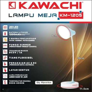 LAMPU MEJA BELAJAR KAWACHI USB CHARGER PORTABLE LED KM 1205