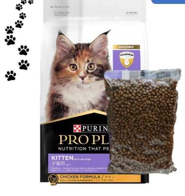 makanan kucing kering repack proplan kitten chicken 1,5 kg
