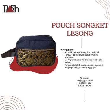Songket Pash - Pouch Songket Lesong Khas Palembang Berbagai Macam Motif dan Warna Hitam