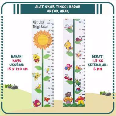 Ukuran Tinggi Badan Anak / Tempel Dinding / Bnga Matahari Putih