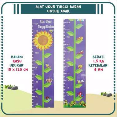 Ukuran Tinggi Badan Anak / Tempel Dinding / Bnga Matahari Ungu