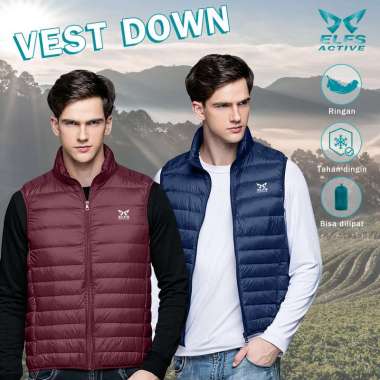 Elfs Active ROCKHOPPER Down Vest - Jaket Bulu Angsa Unisex Ultralight Size L Hijau Army