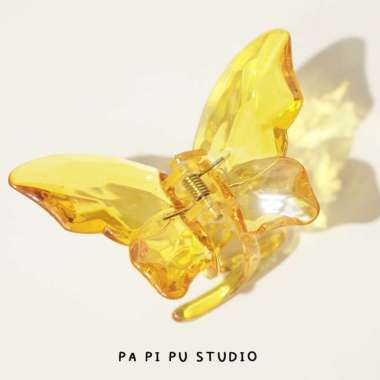 Papipu studio Jepit Rambut korea Claw Clip Butterfly glass Yellow