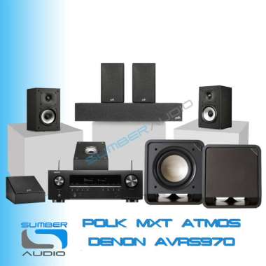 Denon Home Theatre Dolby Atmos 5.2.2 AVRS970H + Polk Audio Monitor MXT90 MXT-35 MXT-20 MXT-15 HTS-10