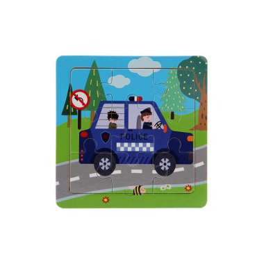 OEM SK-M167 Mainan Edukasi Puzzle Anak Karakter Hewan Dan Kendaraan Puzzle Kayu 9Pcs / Mini Wooden T