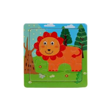 OEM SK-M167 Mainan Edukasi Puzzle Anak Karakter Hewan Dan Kendaraan Puzzle Kayu 9Pcs / Mini Wooden T