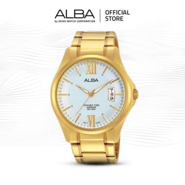 Alba Jam Tangan Pria AS9948 Sapphire Quartz Stainless Steel Gold