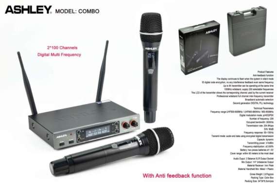 MICROPHONE ASHLEY COMBO MIC WIRELESS ASHLEY ORIGINAL GARANSI BARU
