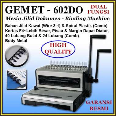 GEMET 602DO Mesin Jilid Spiral Plastik & Kawat 3:1, F4, Official Store