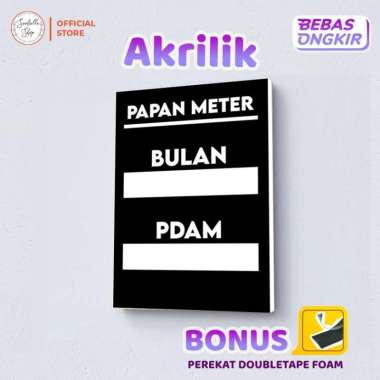 Papan Meteran PAM PLN GAS Acrylic Sign Board Signage Akrilik Minimalis BULAN PDAM 20x30+SEKRUP