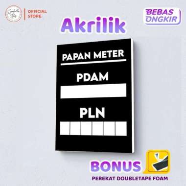 Papan Meteran PAM PLN GAS Acrylic Sign Board Signage Akrilik Minimalis PDAM PLN 20x30+SEKRUP