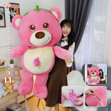 ISTANA BONEKA Floopy Berry Merry Jumbo 43in Beruang Pink Mainan Anak Hadiah Ulang Tahun Spesial Prem