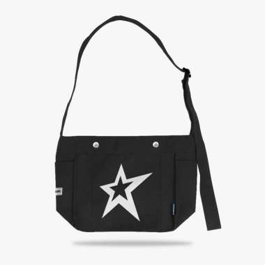 OOTDSUPPLY Sling Bag Canvas Inspire Black & Dark Brown l Canvas Bag l Slingbag Skena | Hand Bag I Ta