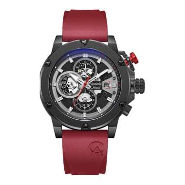 Jam Tangan Alexander Christie Pria AC 6491 Karet Anti Air original terbaru mewah 2023 Red Black