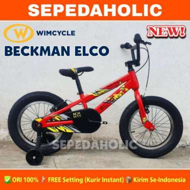 Sepeda Anak Laki BMX WIMCYCLE BECKMAN ELCO Ukuran 16 Inch Usia 2-4 Tahun Merah