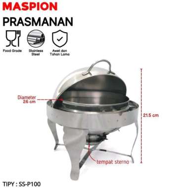 MASPION Roll Top Prasmanan Wadah Saji Stainless Steel 26 Cm SS-P100 New