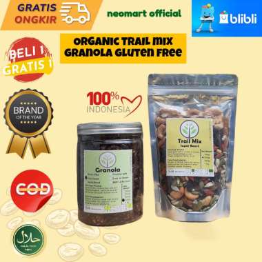 Paket Praktis! Trail Mix 250gr+ Granola 500gr Sereal Sarapan Sehat. Oat, kismis, almond, Paket Sarap