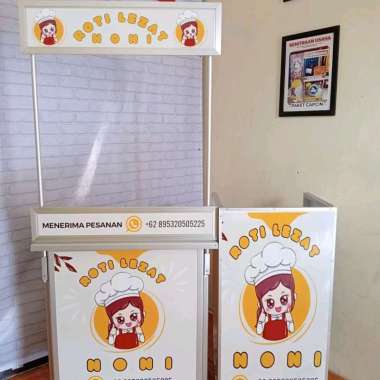 Booth Portable aluminium ukuran 80x50 + meja kompor 1 tungku bisa dilipat tanpa tutup