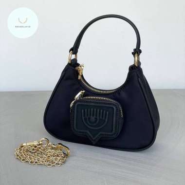 Chiara Ferragni Mini Vicky Chain Crossbody Bag In Black & Pink Black