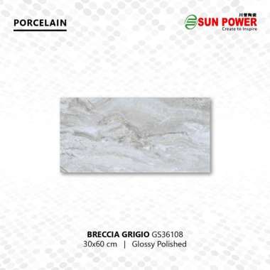 Granit Dinding Glossy Polished - Breccia Series 30x60 | Sun Power Grigio